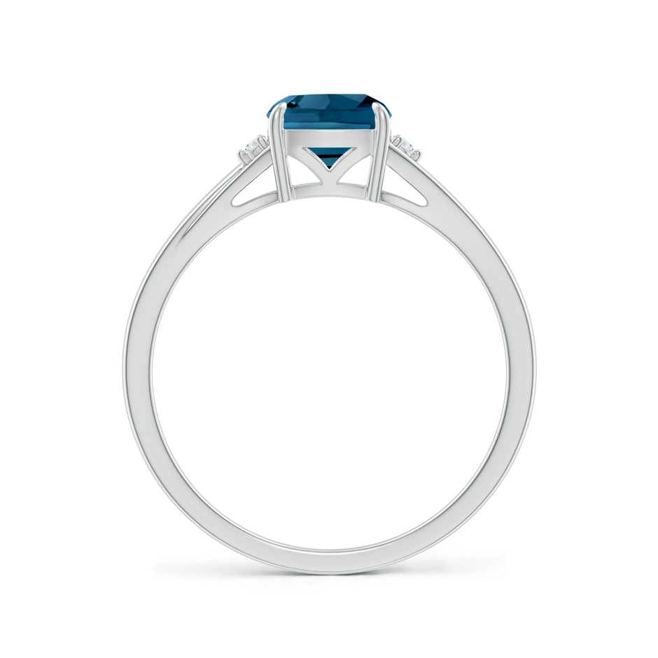 6mm AAAA Split Shank Cushion London Blue Topaz Solitaire Ring in White Gold side-1