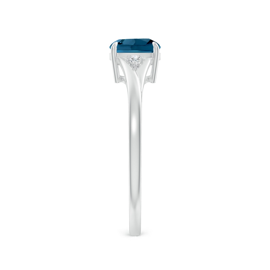 6mm AAAA Split Shank Cushion London Blue Topaz Solitaire Ring in White Gold side-2