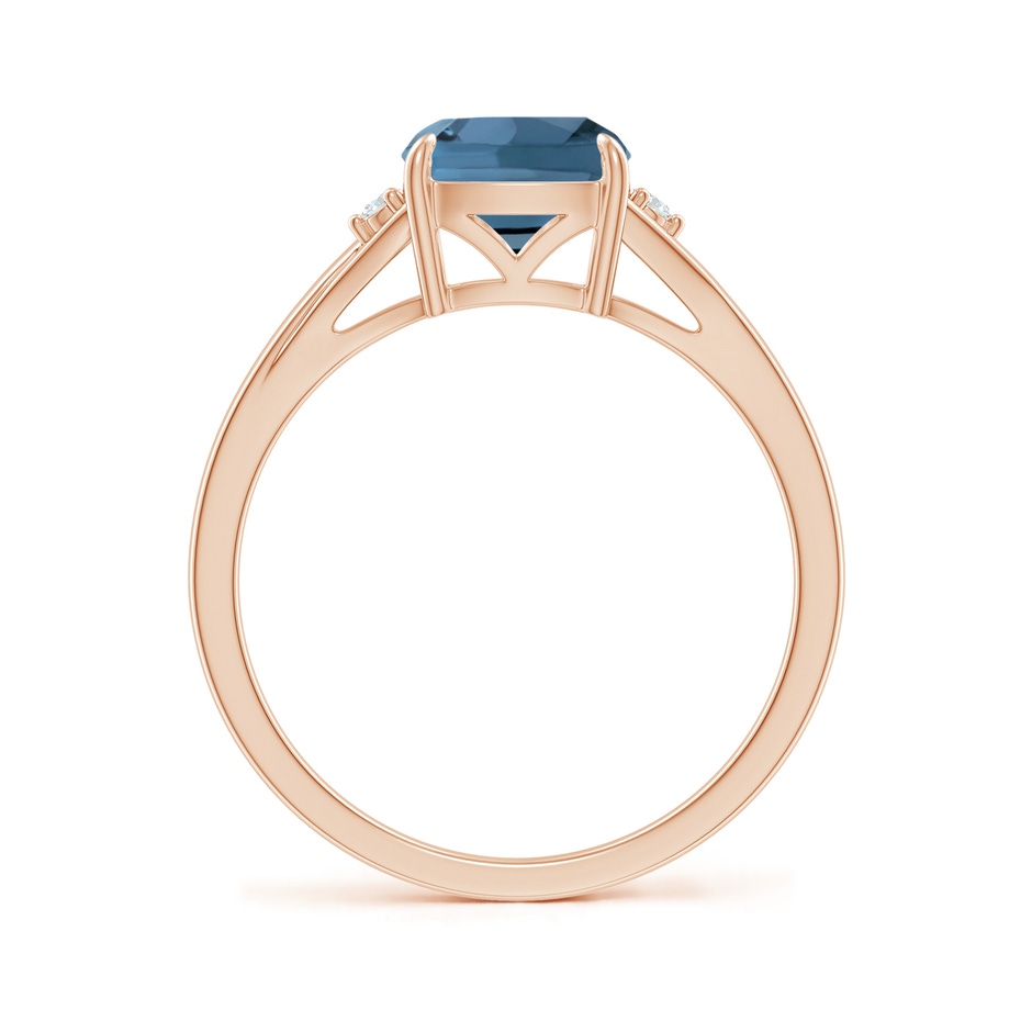 7mm A Split Shank Cushion London Blue Topaz Solitaire Ring in Rose Gold side-1