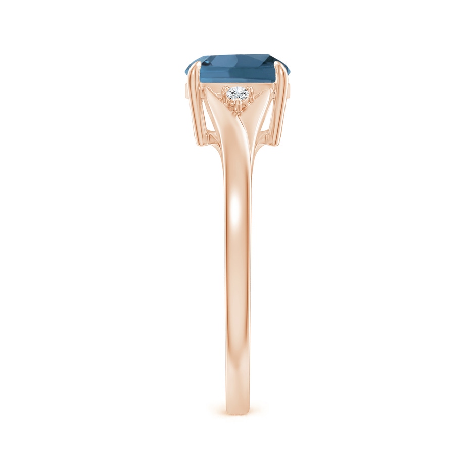7mm A Split Shank Cushion London Blue Topaz Solitaire Ring in Rose Gold side-2