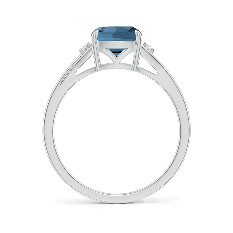 7mm A Split Shank Cushion London Blue Topaz Solitaire Ring in White Gold side-1