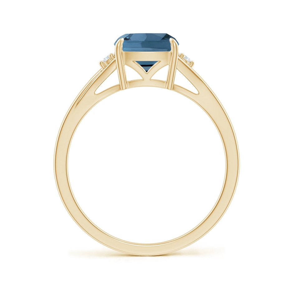 7mm A Split Shank Cushion London Blue Topaz Solitaire Ring in Yellow Gold side-1