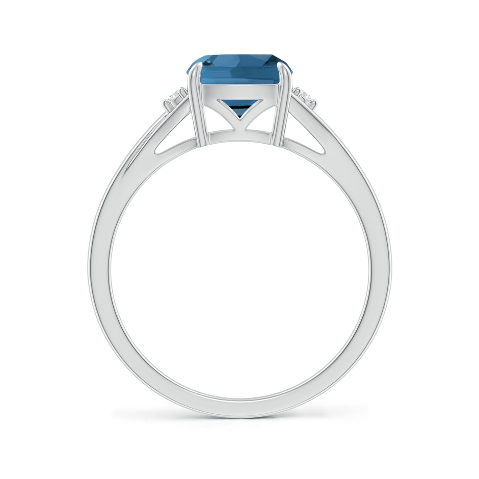 7mm AA Split Shank Cushion London Blue Topaz Solitaire Ring in White Gold side-1