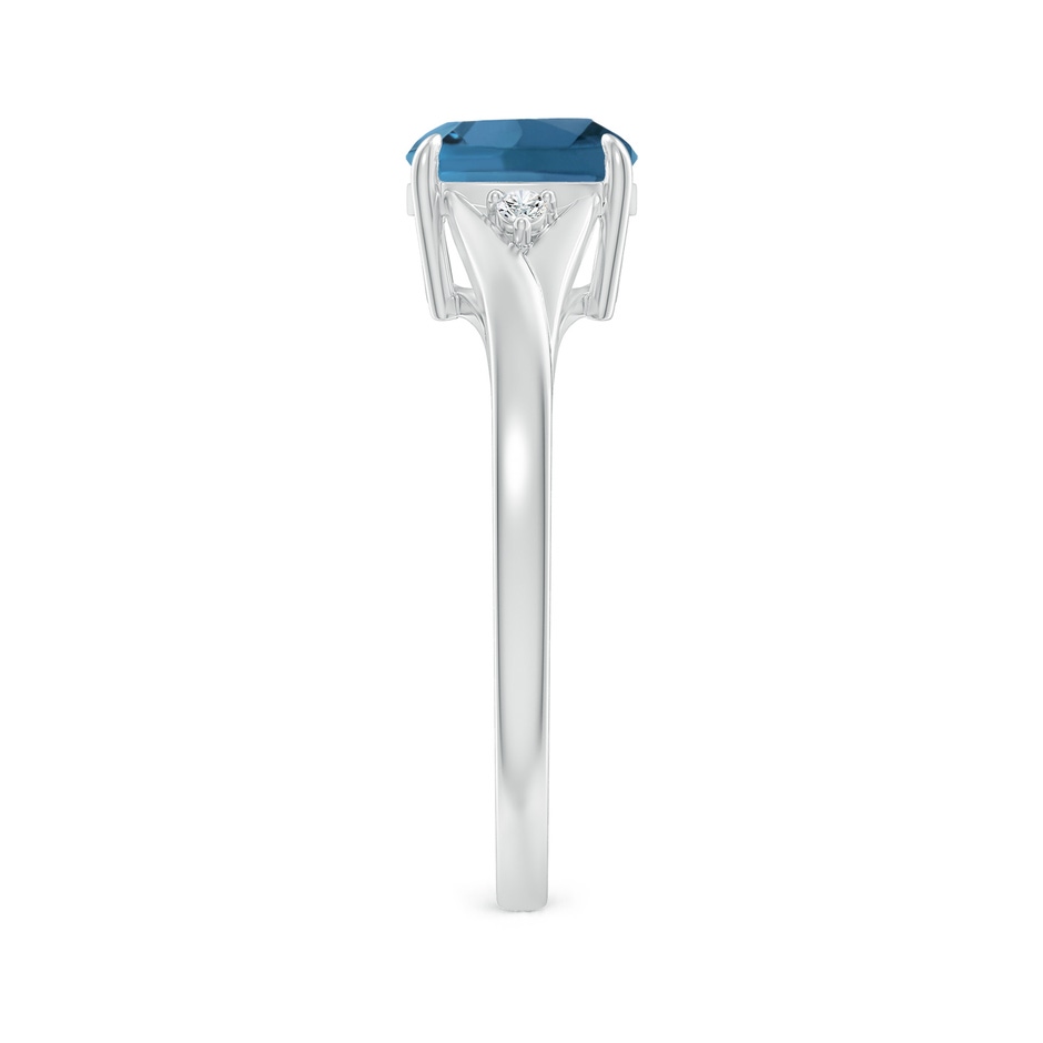 7mm AA Split Shank Cushion London Blue Topaz Solitaire Ring in White Gold side-2
