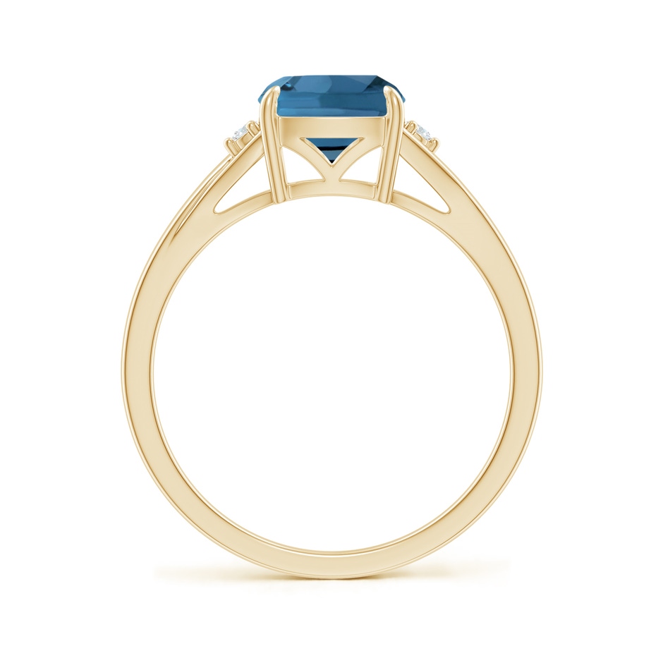 7mm AA Split Shank Cushion London Blue Topaz Solitaire Ring in Yellow Gold side-1