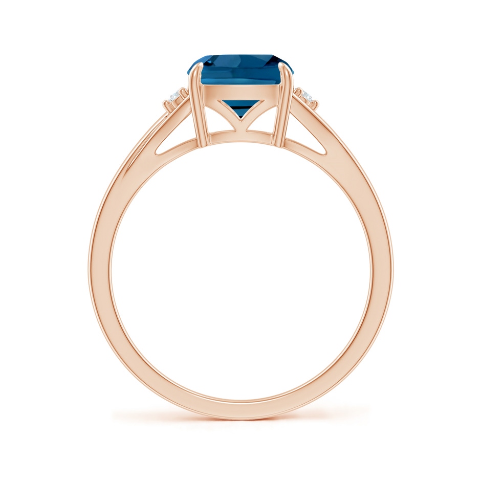 7mm AAA Split Shank Cushion London Blue Topaz Solitaire Ring in Rose Gold side-1