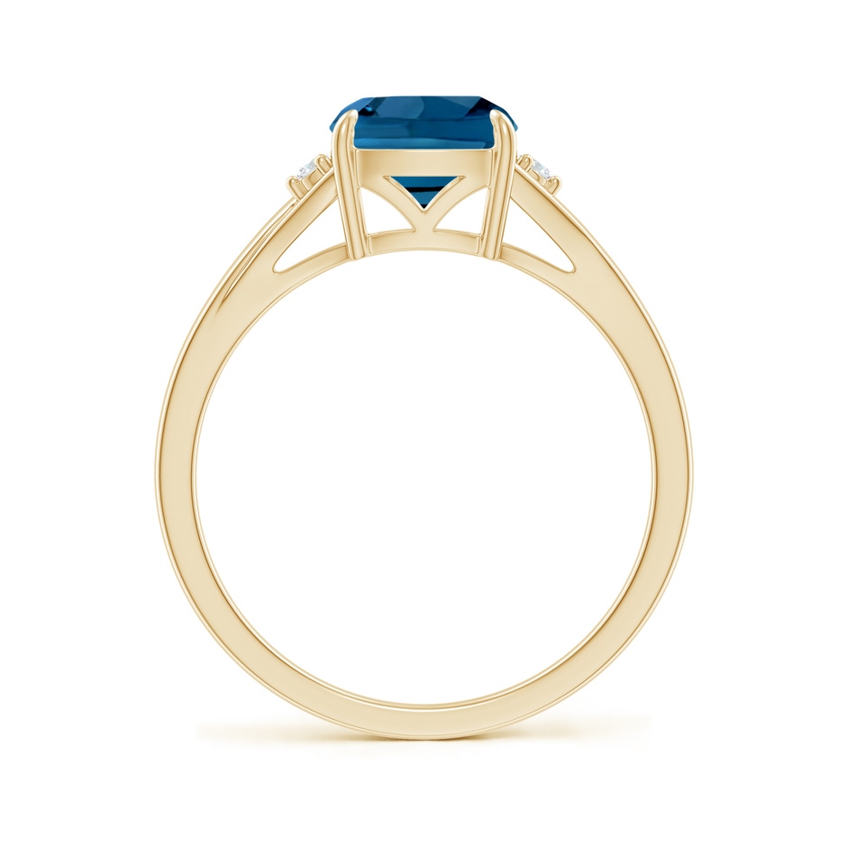 7mm AAA Split Shank Cushion London Blue Topaz Solitaire Ring in Yellow Gold side-1