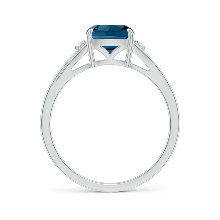 7mm AAAA Split Shank Cushion London Blue Topaz Solitaire Ring in White Gold side-1