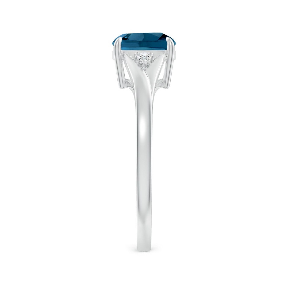 7mm AAAA Split Shank Cushion London Blue Topaz Solitaire Ring in White Gold side-2