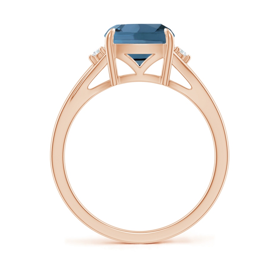 8mm A Split Shank Cushion London Blue Topaz Solitaire Ring in Rose Gold side-1