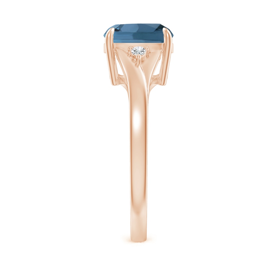 8mm A Split Shank Cushion London Blue Topaz Solitaire Ring in Rose Gold side-2