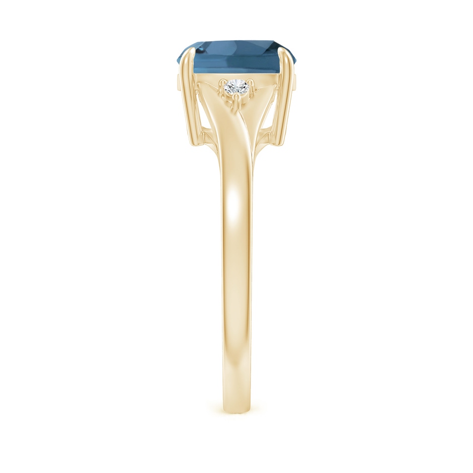 8mm A Split Shank Cushion London Blue Topaz Solitaire Ring in Yellow Gold side-2