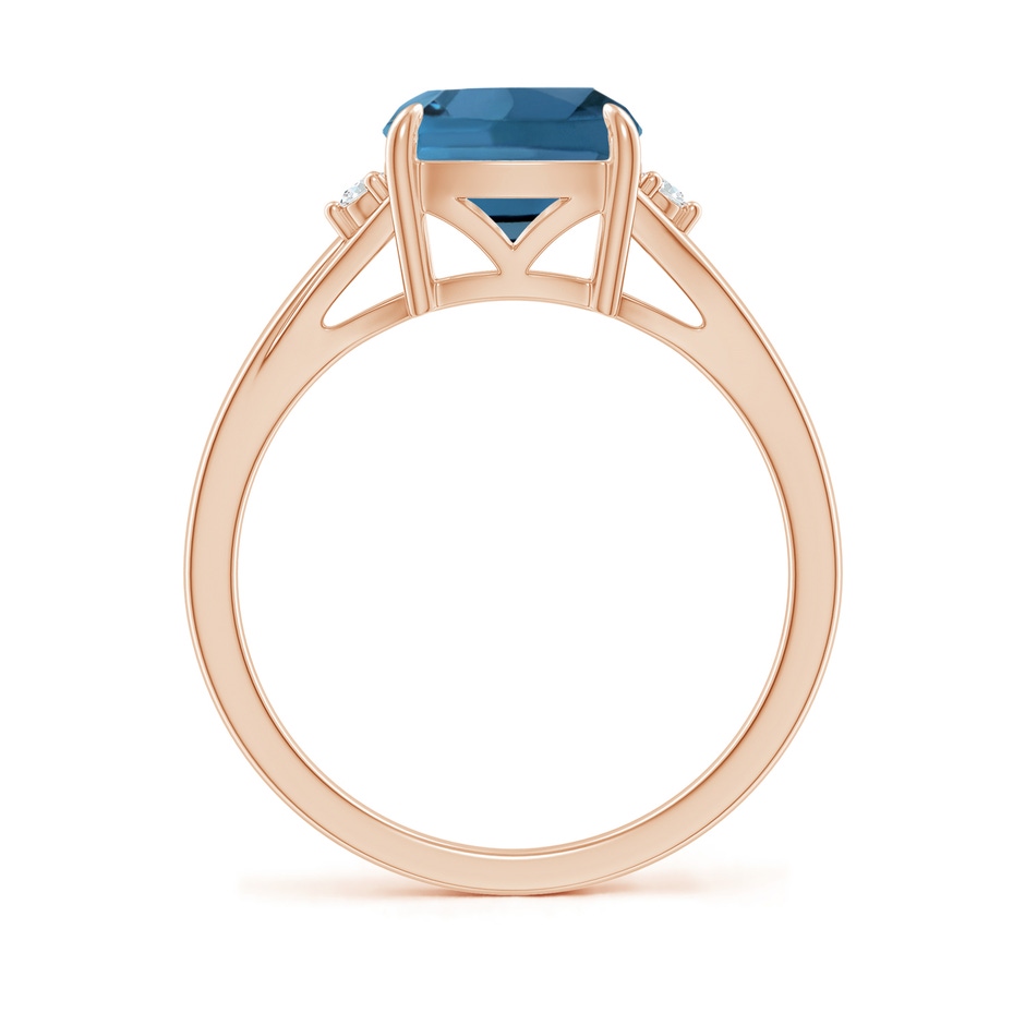 8mm AA Split Shank Cushion London Blue Topaz Solitaire Ring in Rose Gold side-1
