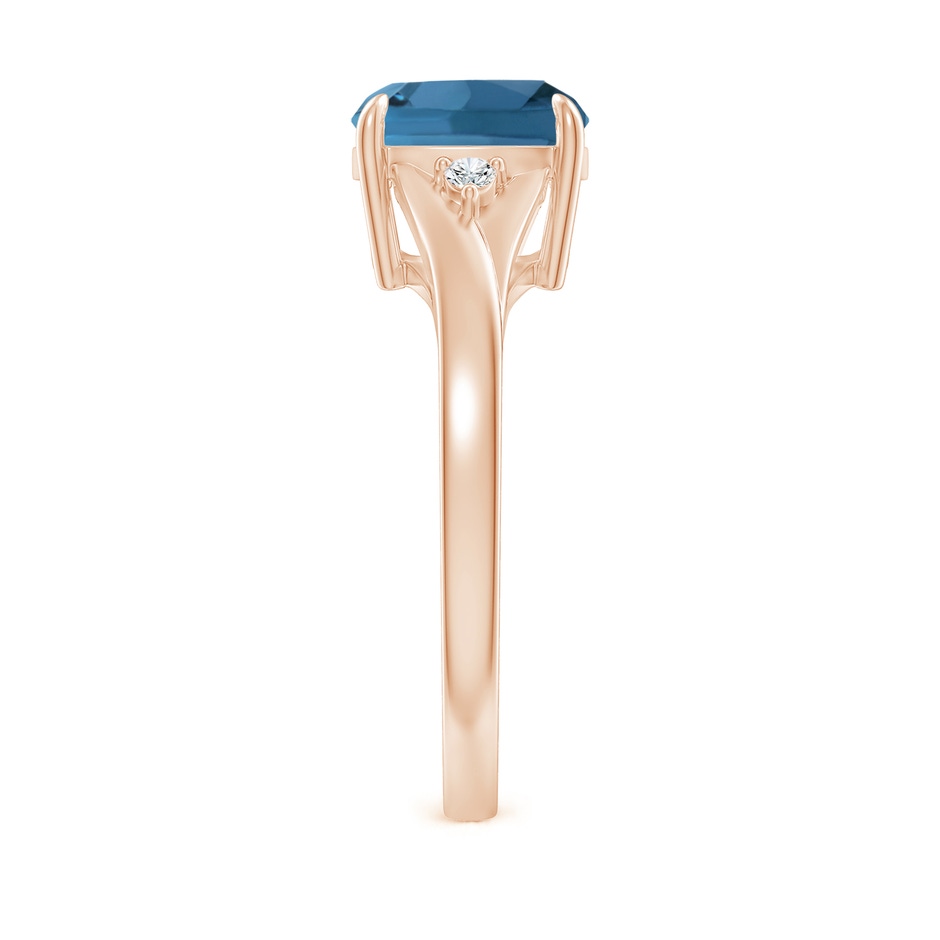 8mm AA Split Shank Cushion London Blue Topaz Solitaire Ring in Rose Gold side-2