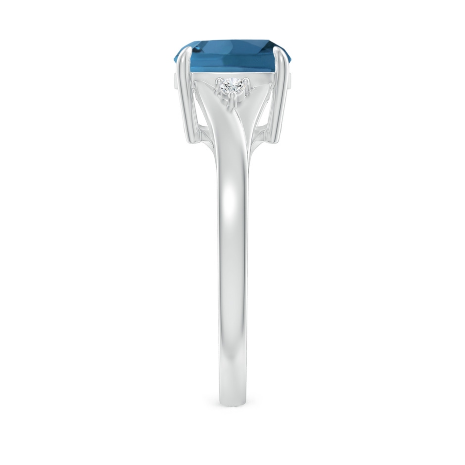 8mm AA Split Shank Cushion London Blue Topaz Solitaire Ring in White Gold side-2