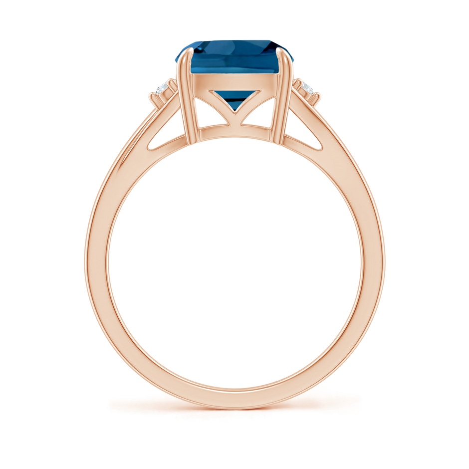 8mm AAA Split Shank Cushion London Blue Topaz Solitaire Ring in Rose Gold side-1