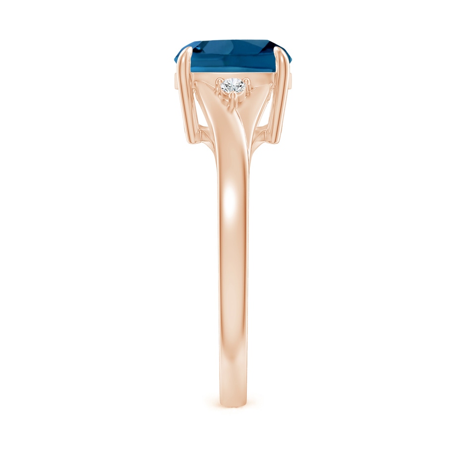 8mm AAA Split Shank Cushion London Blue Topaz Solitaire Ring in Rose Gold side-2