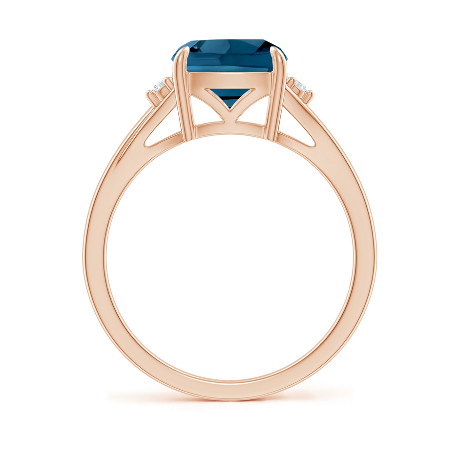 8mm AAAA Split Shank Cushion London Blue Topaz Solitaire Ring in Rose Gold side-1