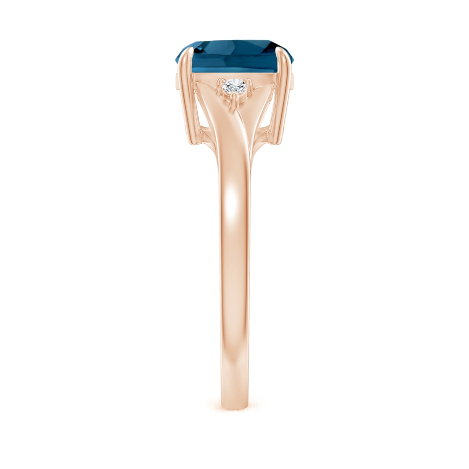 8mm AAAA Split Shank Cushion London Blue Topaz Solitaire Ring in Rose Gold side-2