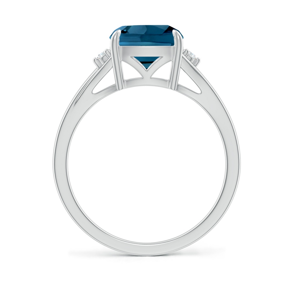 8mm AAAA Split Shank Cushion London Blue Topaz Solitaire Ring in White Gold side-1