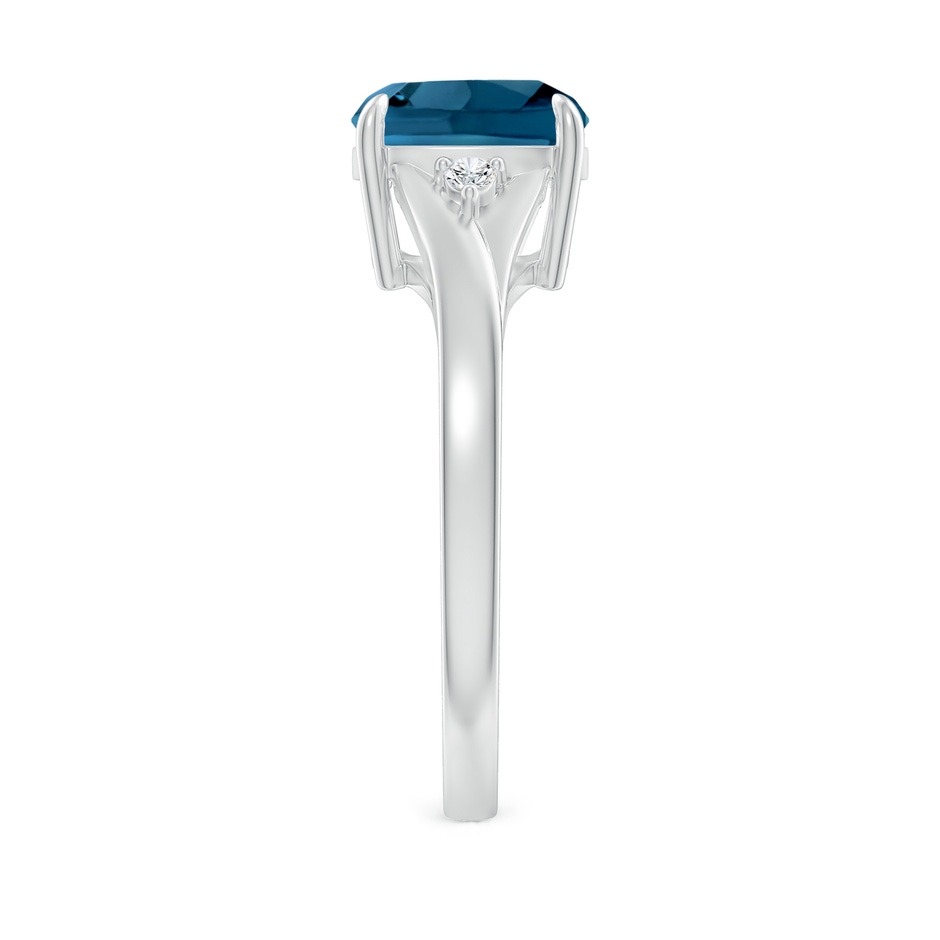 8mm AAAA Split Shank Cushion London Blue Topaz Solitaire Ring in White Gold side-2