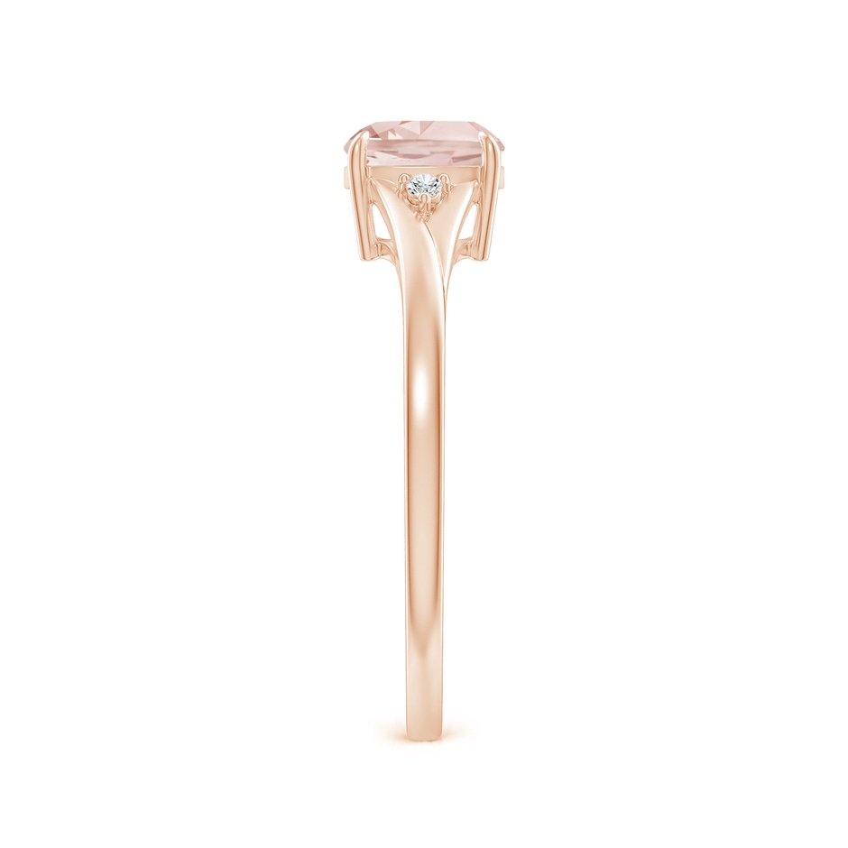 6mm A Split Shank Cushion Morganite Solitaire Ring in Rose Gold side-2