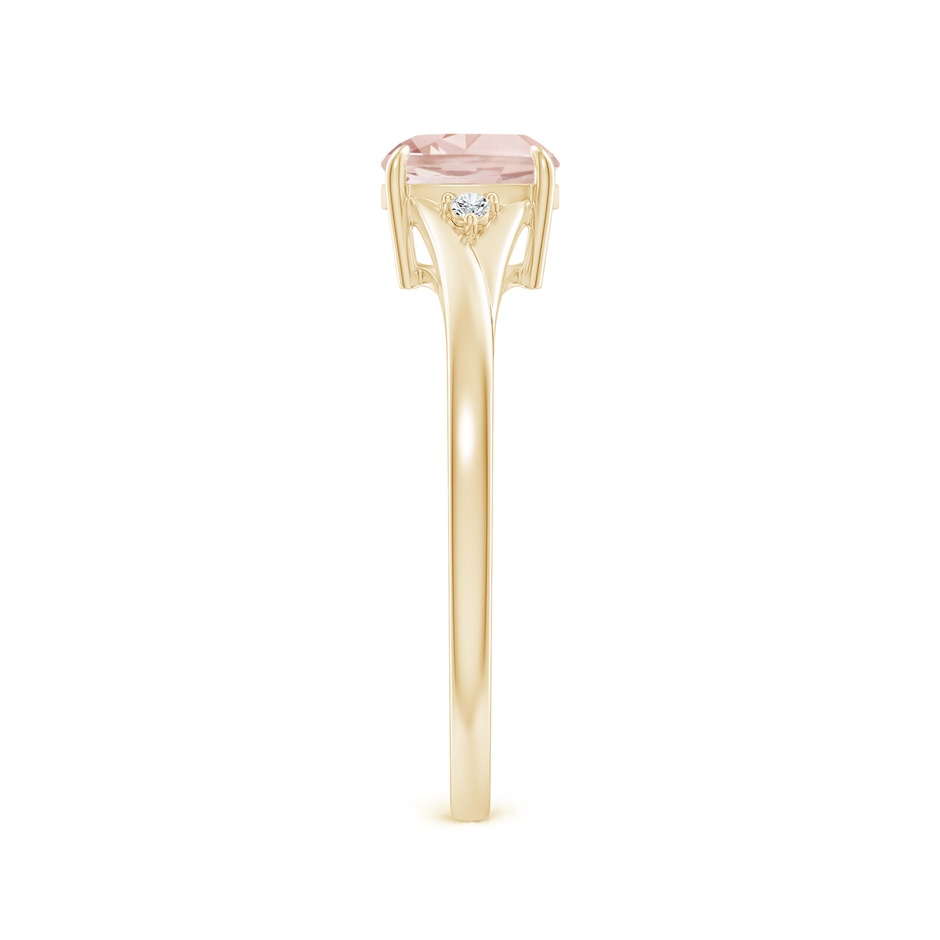 6mm A Split Shank Cushion Morganite Solitaire Ring in Yellow Gold side-2