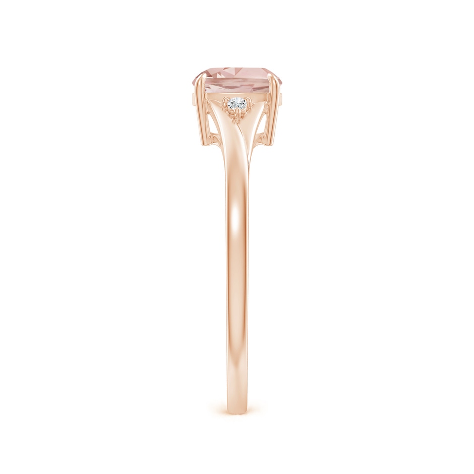 6mm AA Split Shank Cushion Morganite Solitaire Ring in 9K Rose Gold side-2