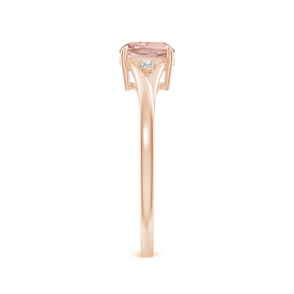 6mm AAA Split Shank Cushion Morganite Solitaire Ring in 9K Rose Gold side-2