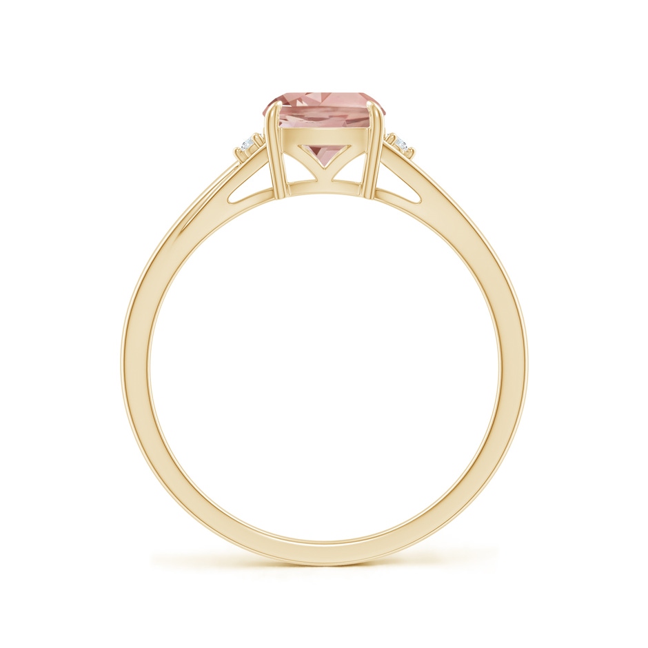 6mm AAAA Split Shank Cushion Morganite Solitaire Ring in Yellow Gold side-1