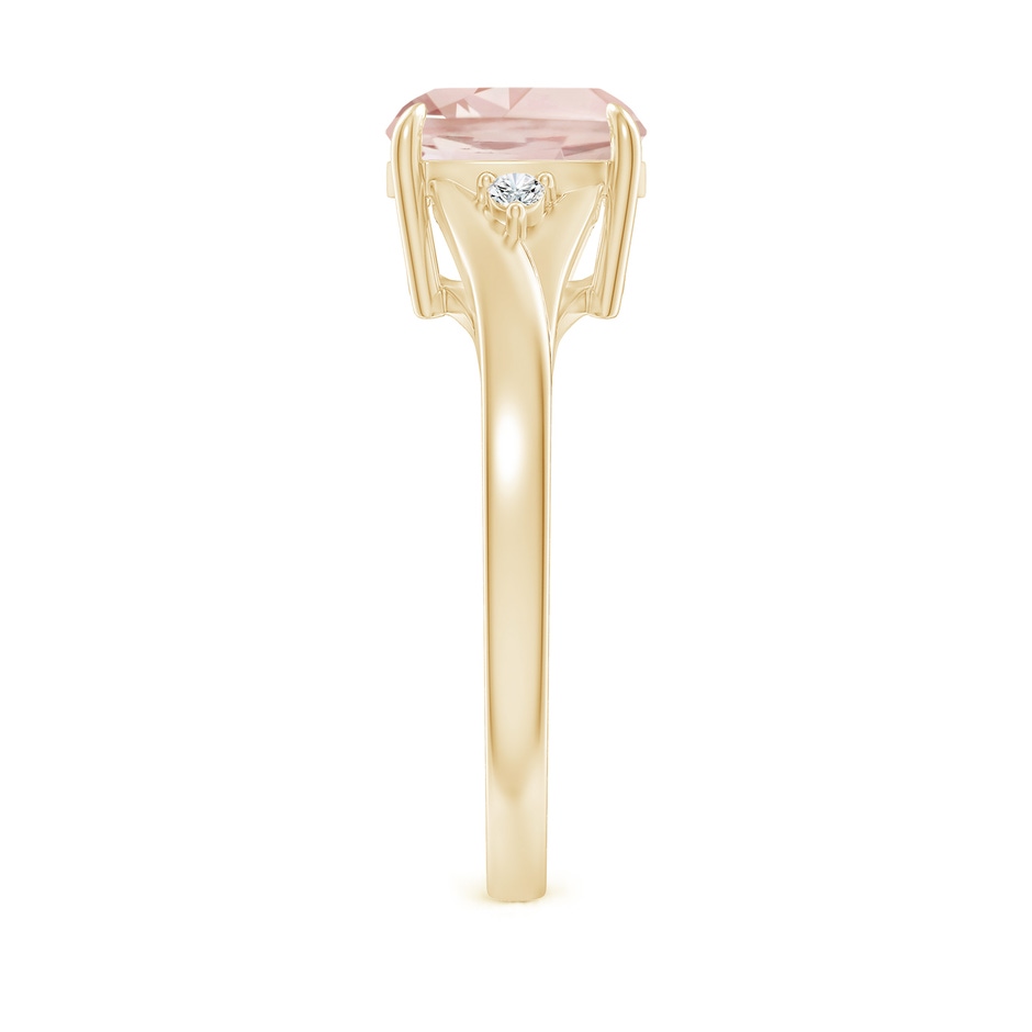 8mm A Split Shank Cushion Morganite Solitaire Ring in Yellow Gold side-2