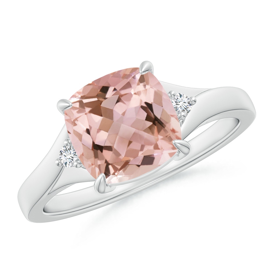 8mm AAAA Split Shank Cushion Morganite Solitaire Ring in P950 Platinum 
