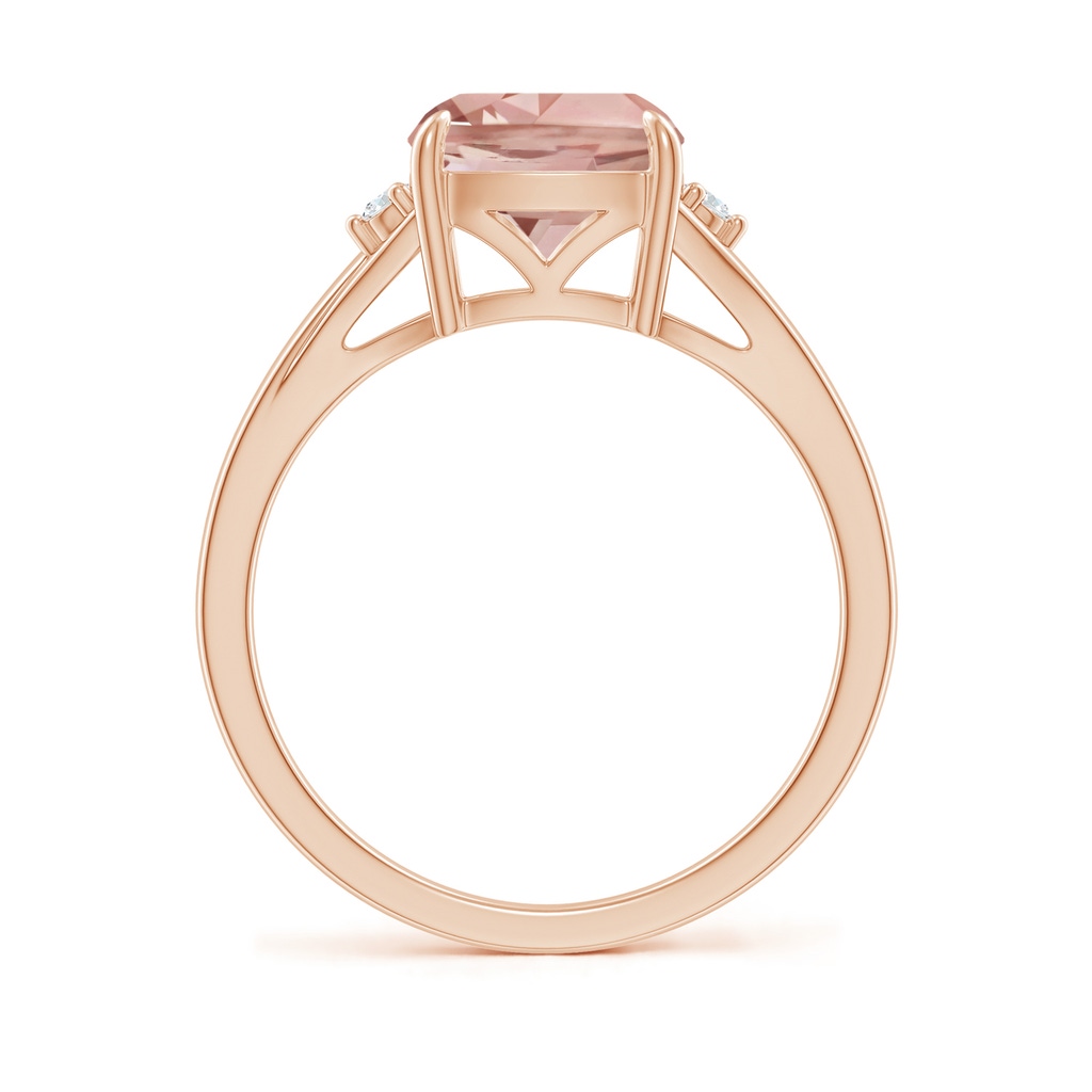 8mm AAAA Split Shank Cushion Morganite Solitaire Ring in Rose Gold Side-1