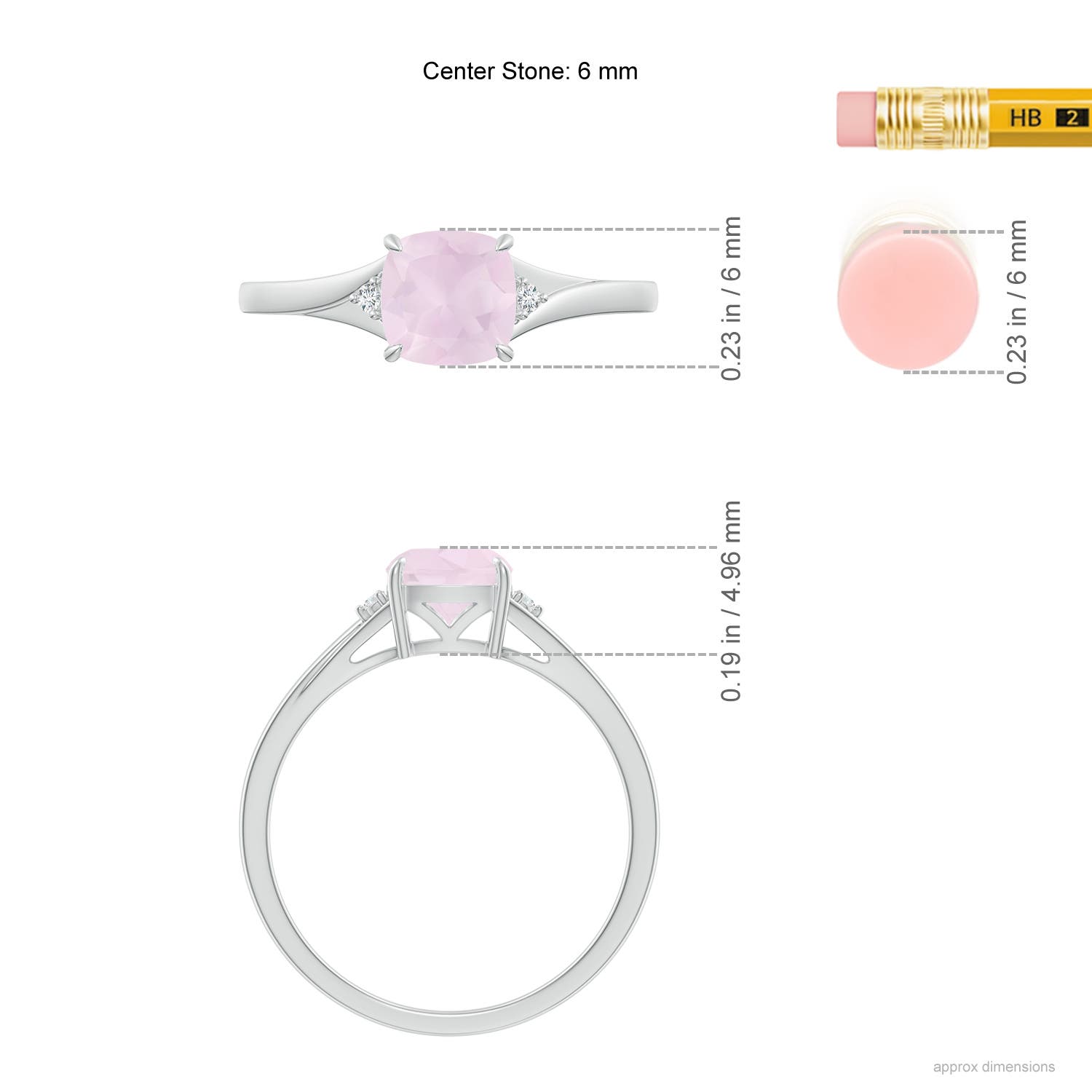 A - Rose Quartz / 0.77 CT / 14 KT White Gold