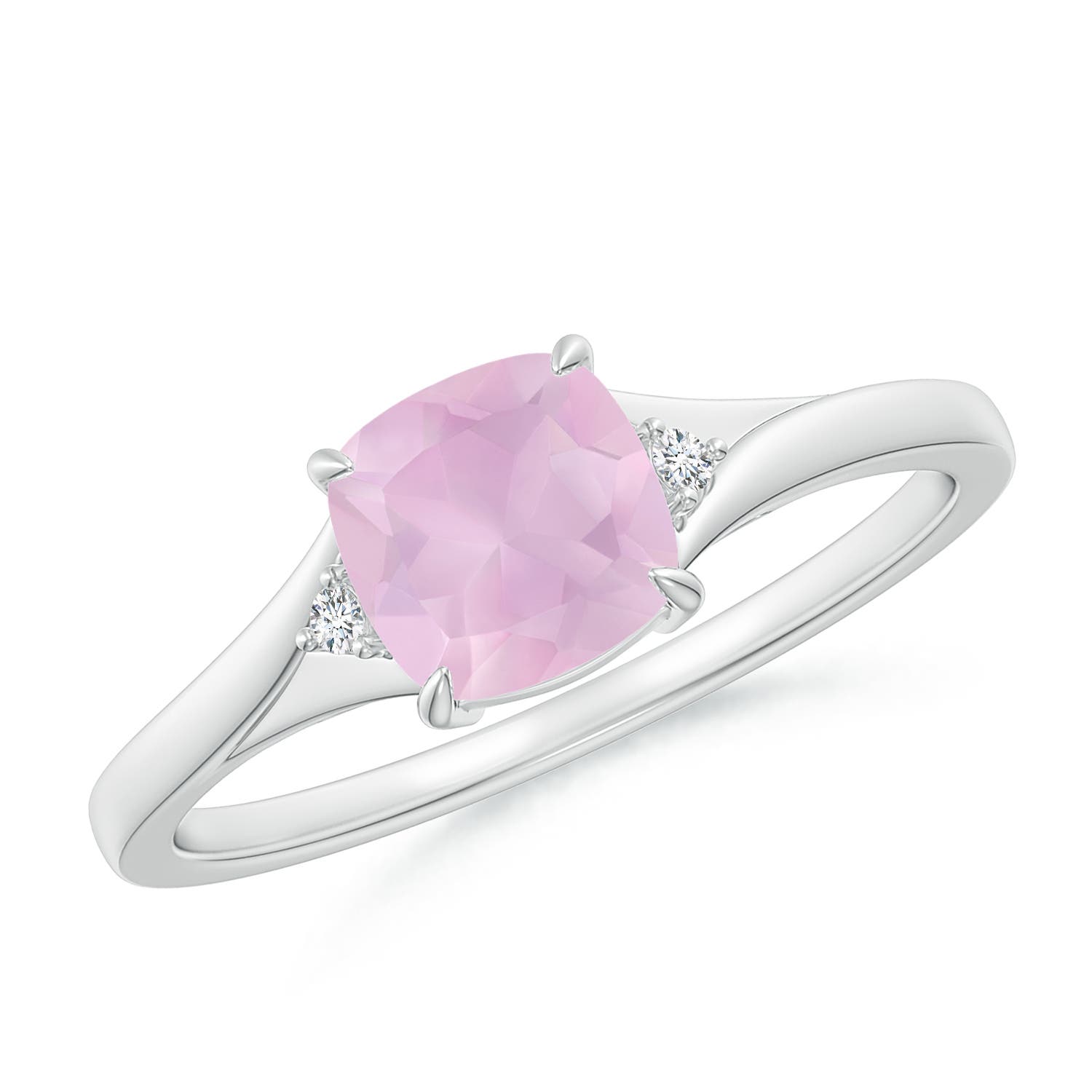 AAA - Rose Quartz / 0.77 CT / 14 KT White Gold