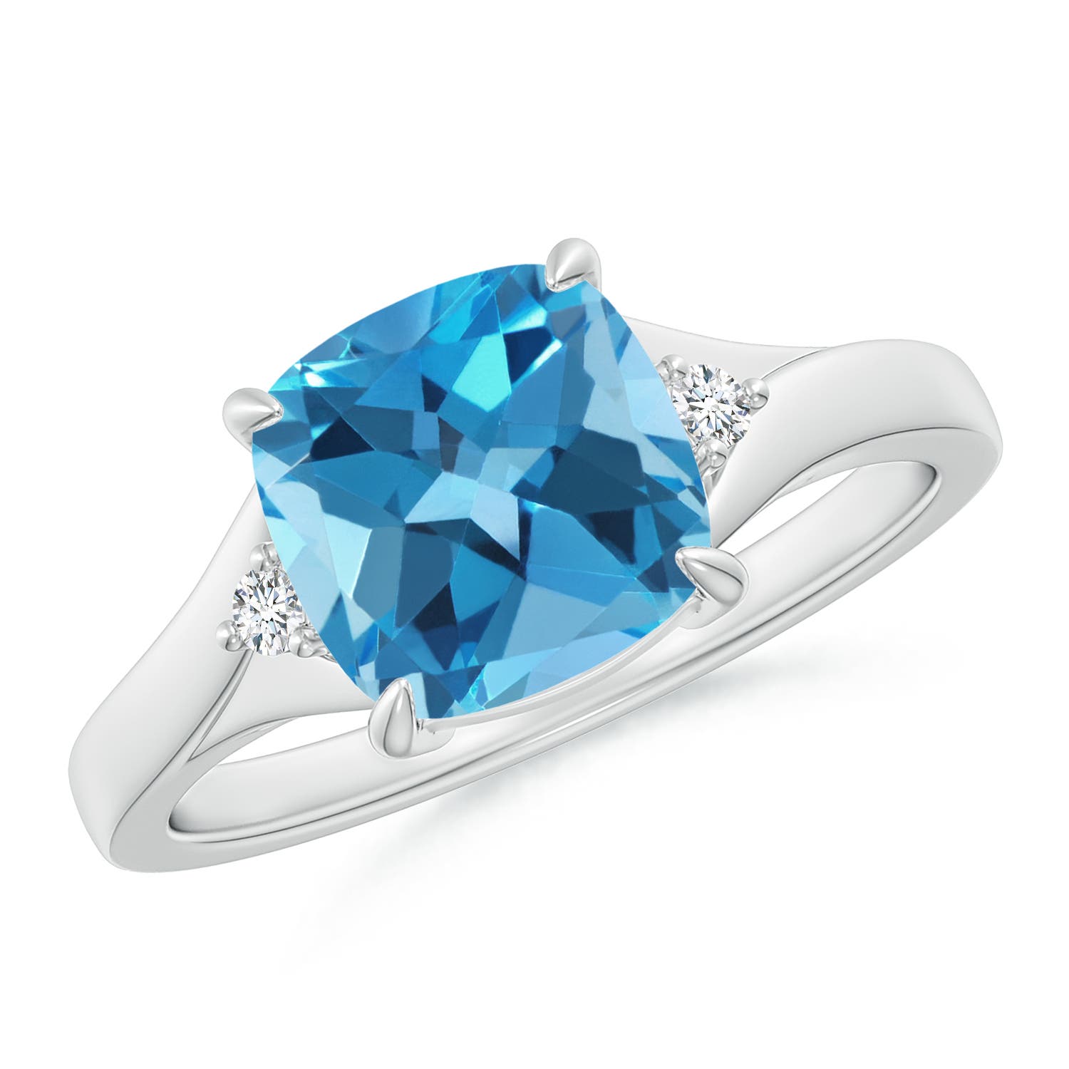 AA - Swiss Blue Topaz / 2.54 CT / 14 KT White Gold