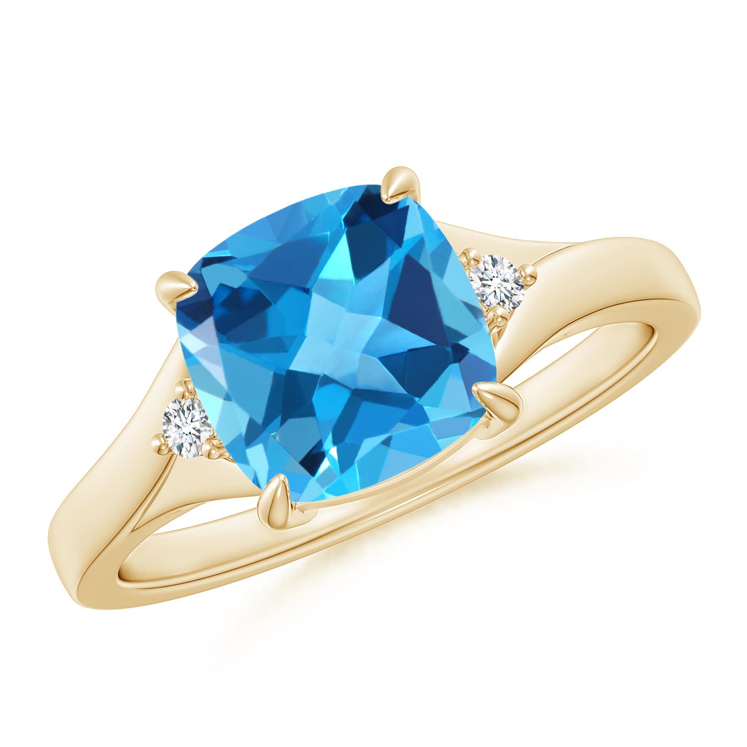 AAA - Swiss Blue Topaz / 2.54 CT / 14 KT Yellow Gold