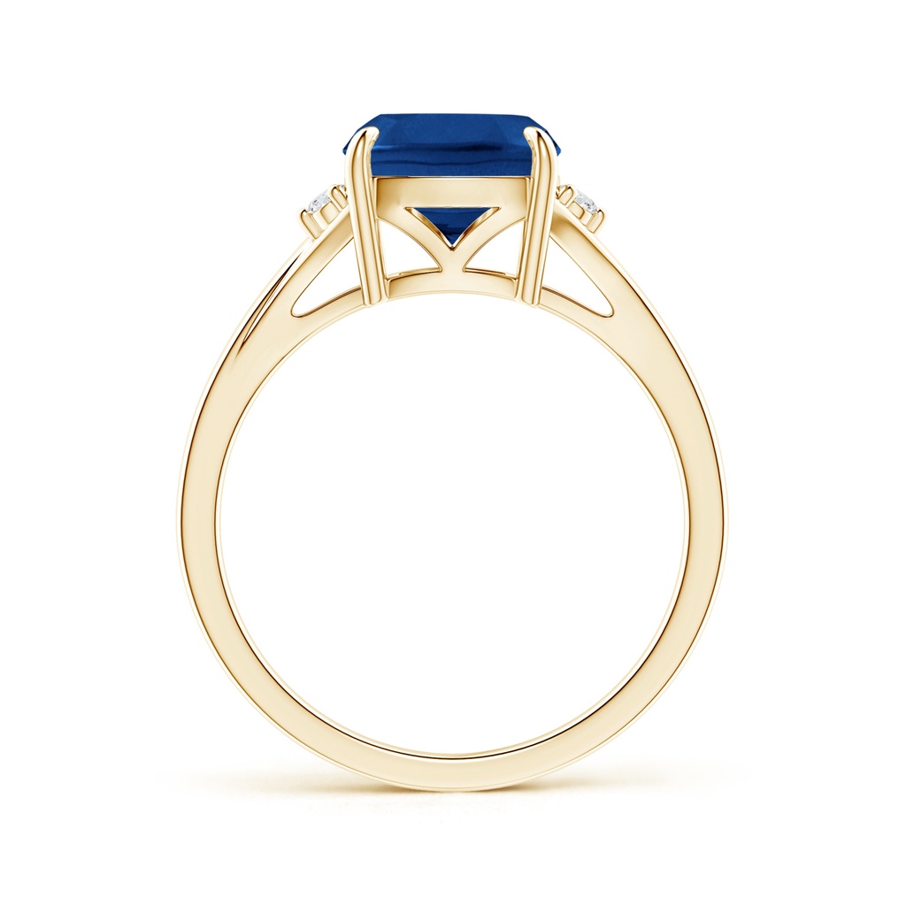 8.76x8.58x6.00mm AAAA GIA Certified Split Shank Cushion Blue Sapphire Solitaire Ring in Yellow Gold - side 199