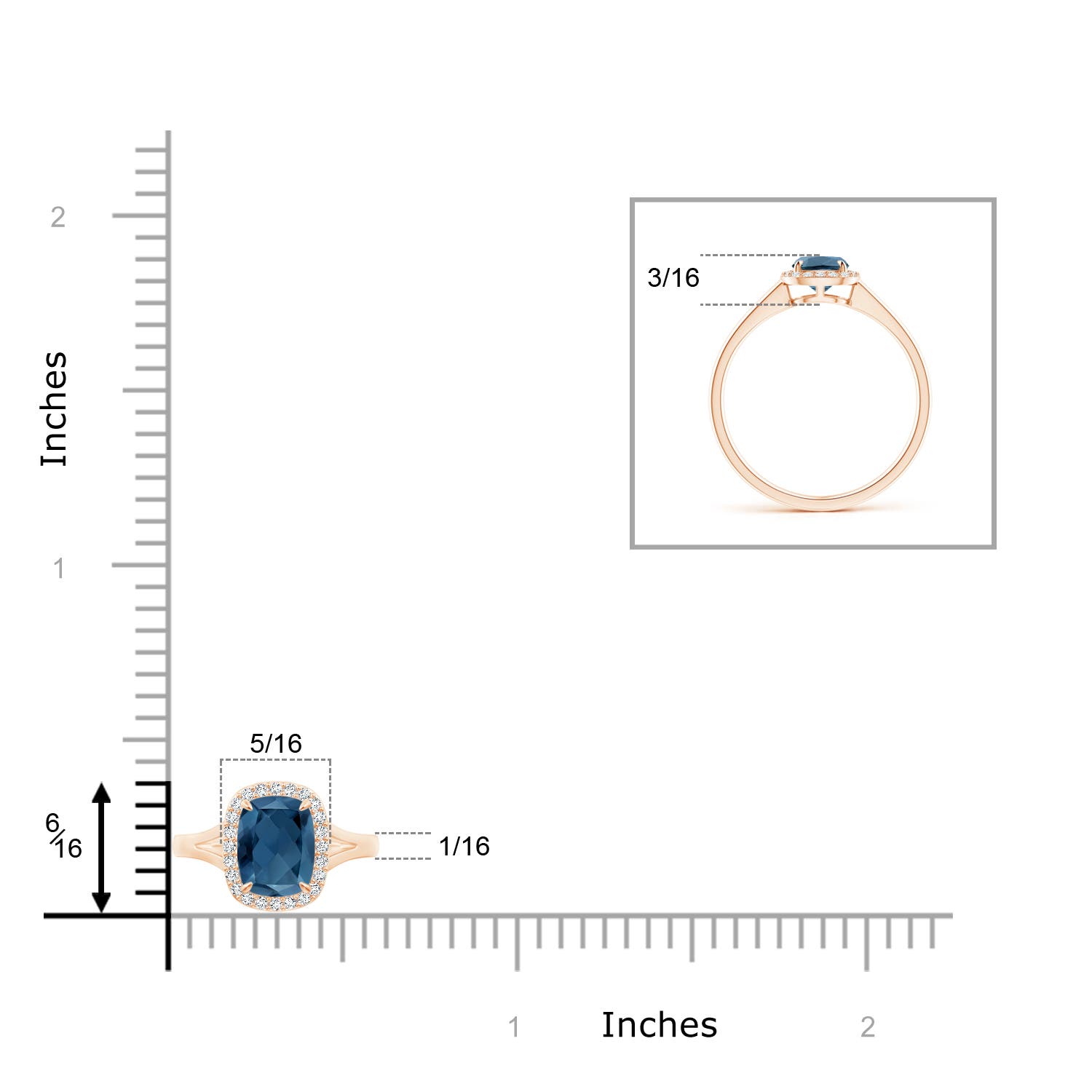 A - London Blue Topaz / 1.11 CT / 14 KT Rose Gold