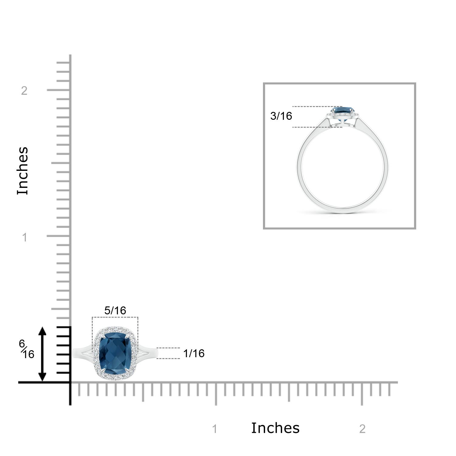 A - London Blue Topaz / 1.11 CT / 14 KT White Gold