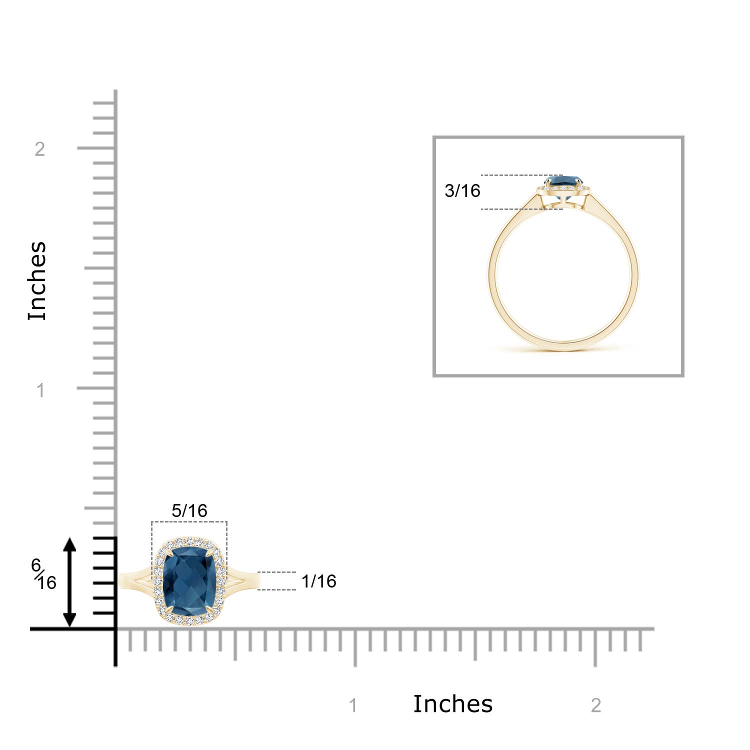 A - London Blue Topaz / 1.11 CT / 14 KT Yellow Gold