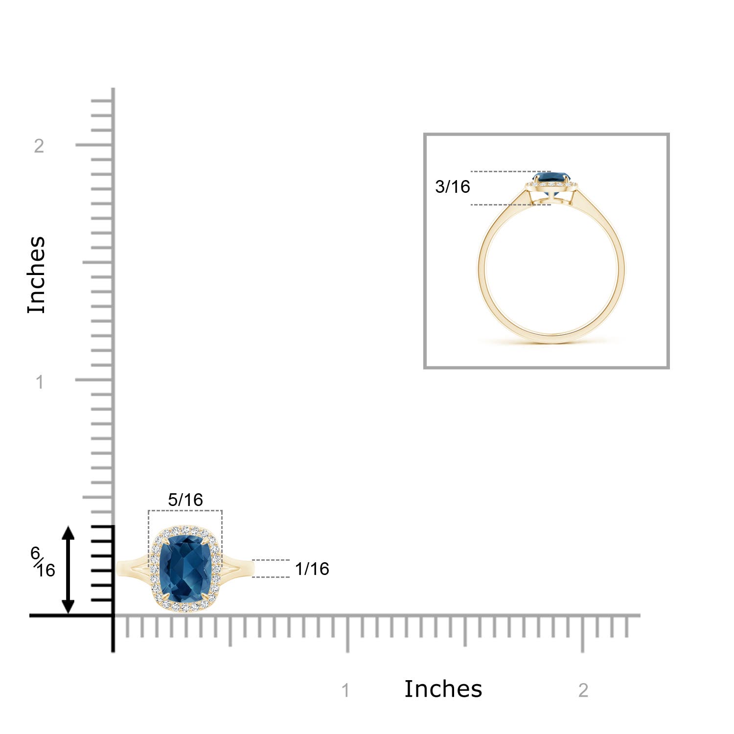 AA - London Blue Topaz / 1.11 CT / 14 KT Yellow Gold