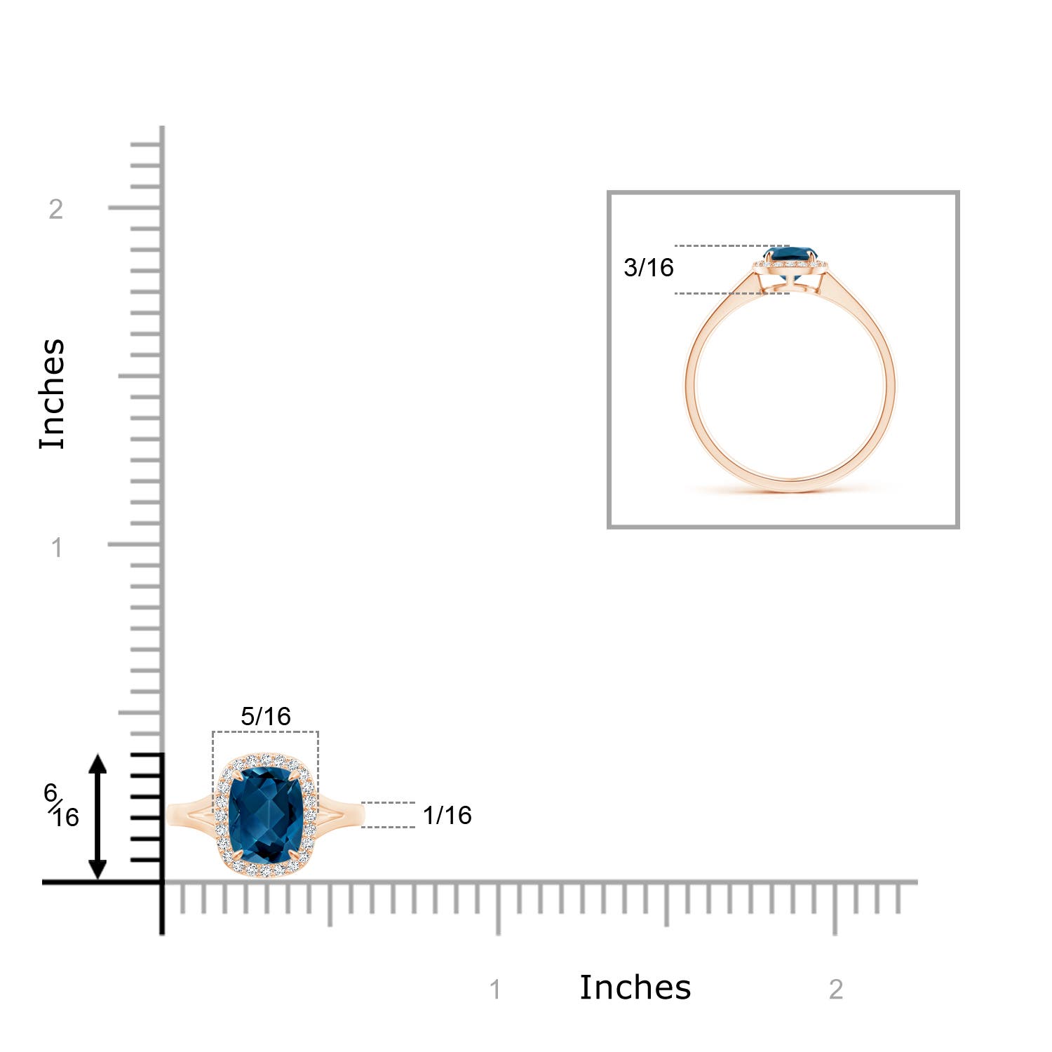 AAA - London Blue Topaz / 1.11 CT / 14 KT Rose Gold