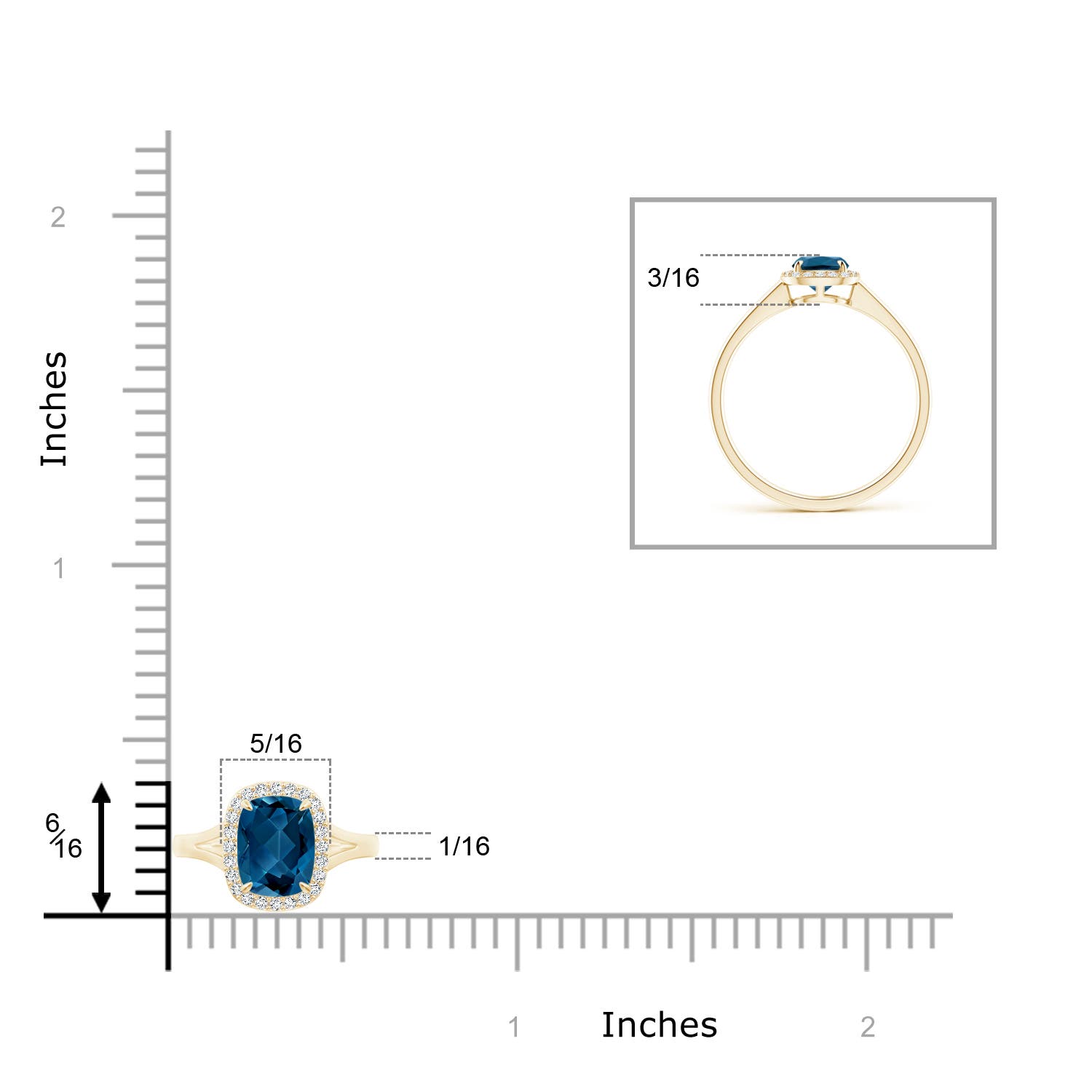 AAA - London Blue Topaz / 1.11 CT / 14 KT Yellow Gold