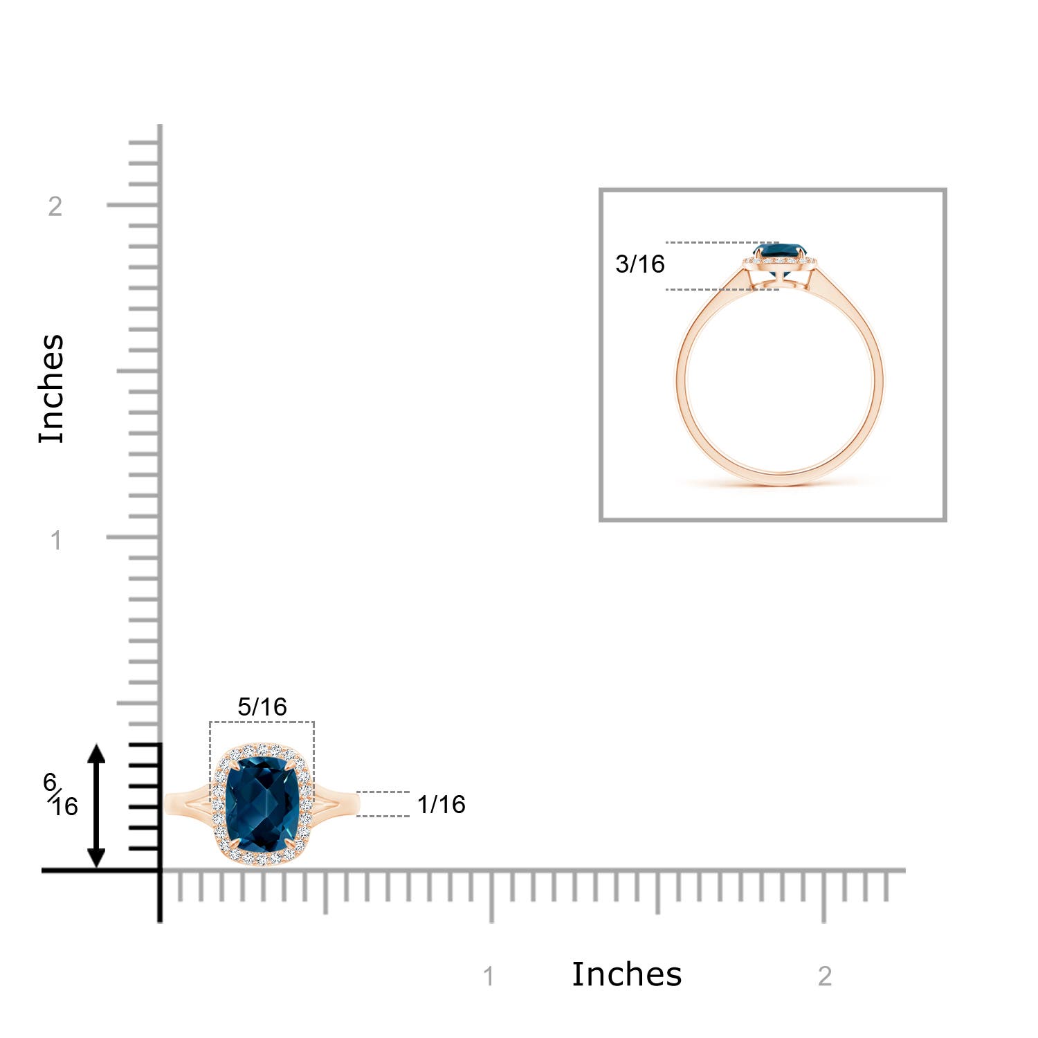 AAAA - London Blue Topaz / 1.11 CT / 14 KT Rose Gold