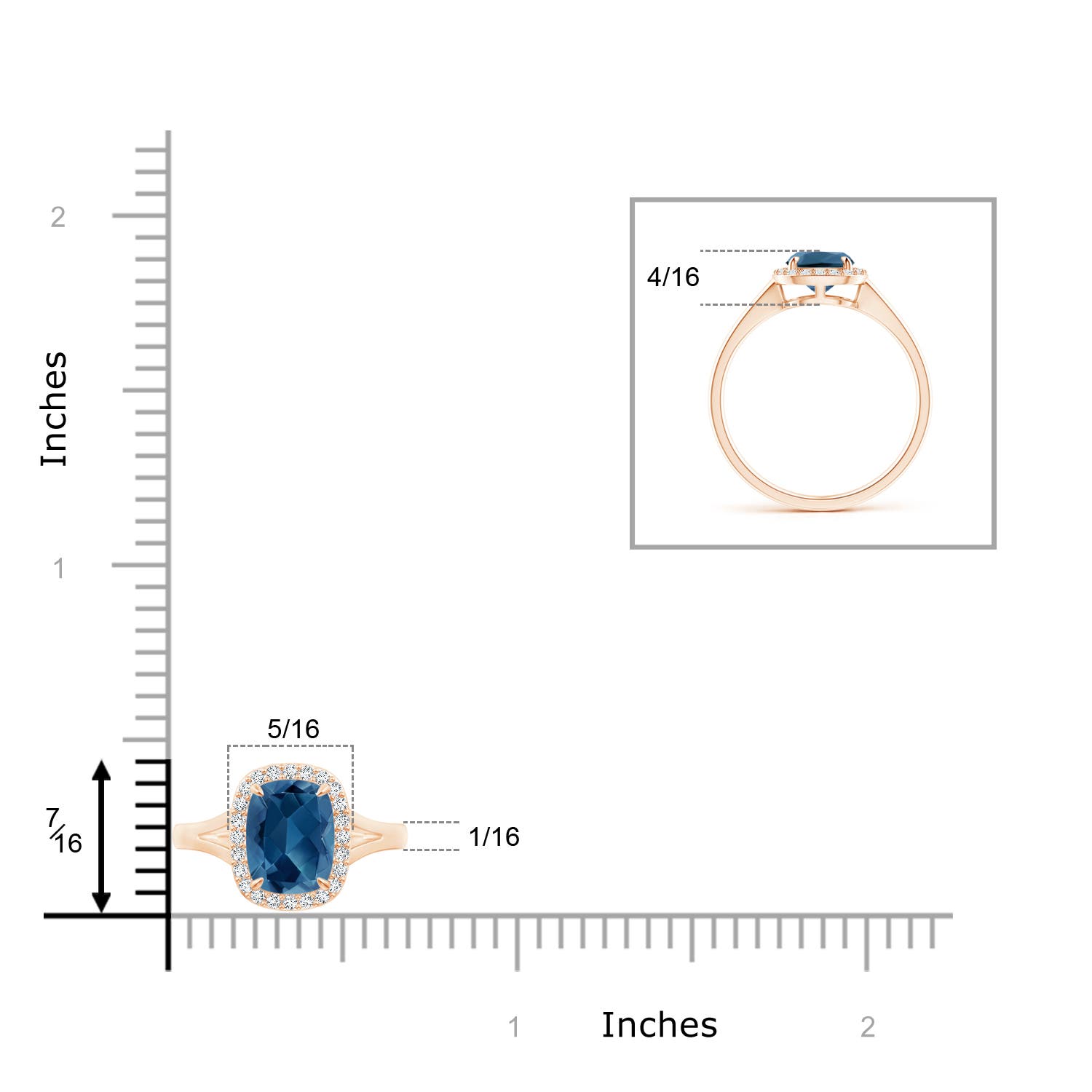 AA - London Blue Topaz / 1.73 CT / 14 KT Rose Gold