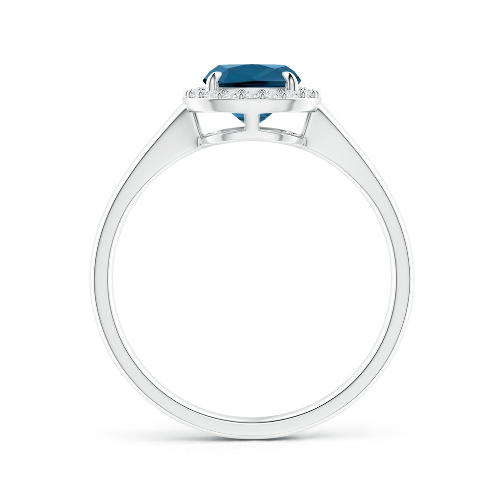 8x6mm AAA Claw-Set Cushion London Blue Topaz Halo Split Shank Ring in 10K White Gold Product Image