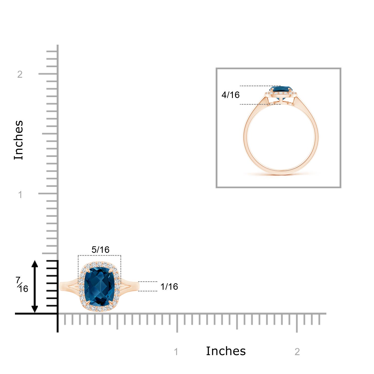 AAA - London Blue Topaz / 1.73 CT / 14 KT Rose Gold