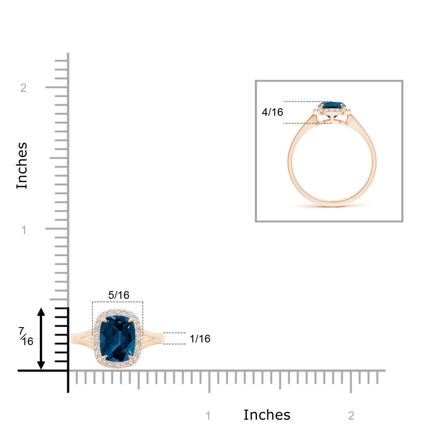 AAAA - London Blue Topaz / 1.73 CT / 14 KT Rose Gold