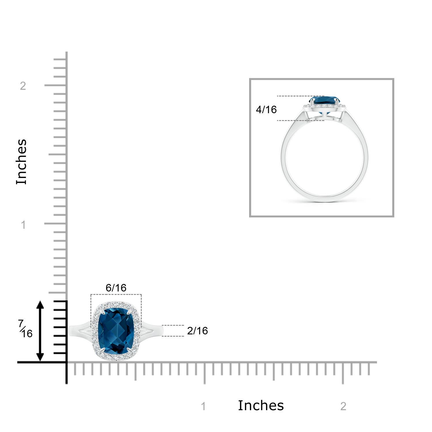 AAA - London Blue Topaz / 2.39 CT / 14 KT White Gold